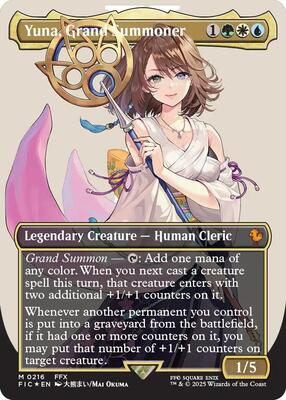 Yuna, Grand Summoner (Borderless) (Surge Foil) card from Commander: FINAL FANTASY