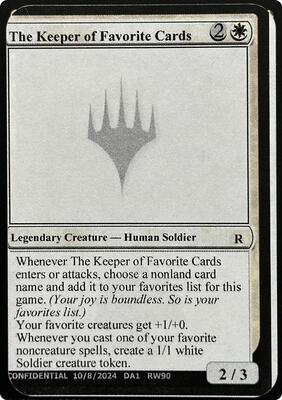The Keeper of Favorite Cards (10/8/2024) card from Un-Known Event Playtest Cards