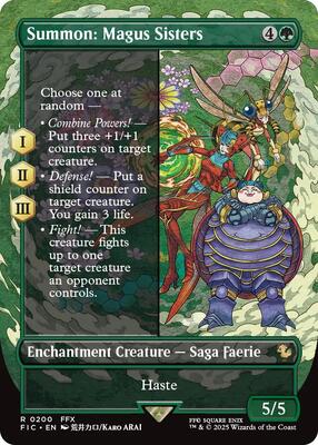 Summon: Magus Sisters (Borderless) card from Commander: FINAL FANTASY