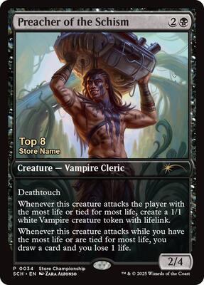 Preacher of the Schism (Top 8) card from Game Day & Store Championship Promos