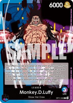 Monkey.D.Luffy (040) card from A Fist of Divine Speed