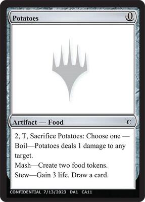 Potatoes card from Un-Known Event Playtest Cards