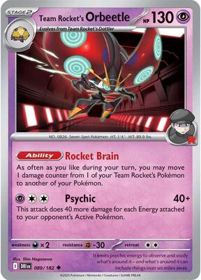 Team Rocket's Orbeetle - 089/182 card from SV10: Destined Rivals