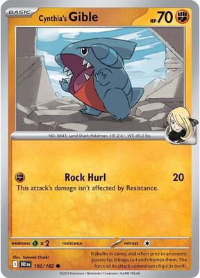 Cynthia's Gible card from SV10: Destined Rivals