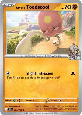 Arven's Toedscool card from SV10: Destined Rivals