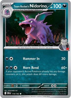 Team Rocket's Nidorino card from SV10: Destined Rivals