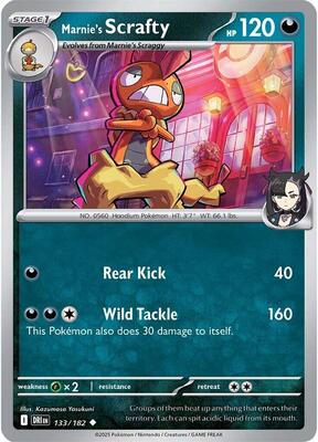 Marnie's Scrafty card from SV10: Destined Rivals