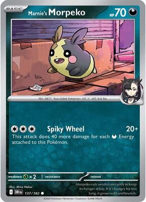 Marnie's Morpeko card from SV10: Destined Rivals