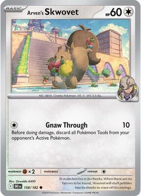 Arven's Skwovet card from SV10: Destined Rivals
