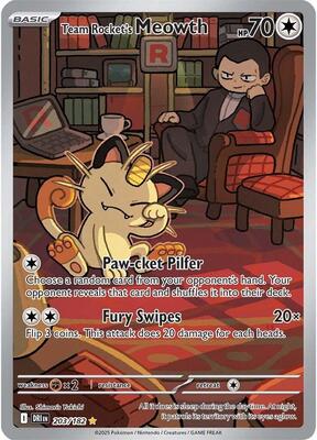 Team Rocket's Meowth - 203/182 card from SV10: Destined Rivals