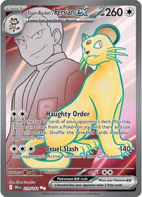 Team Rocket's Persian ex - 219/182 card from SV10: Destined Rivals