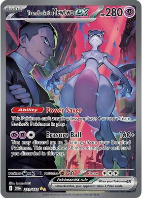 Team Rocket's Mewtwo ex - 231/182 card from SV10: Destined Rivals