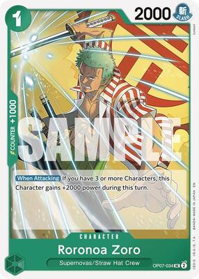 Roronoa Zoro (Reprint) card from Starter Deck 24: GREEN Jewelry Bonney