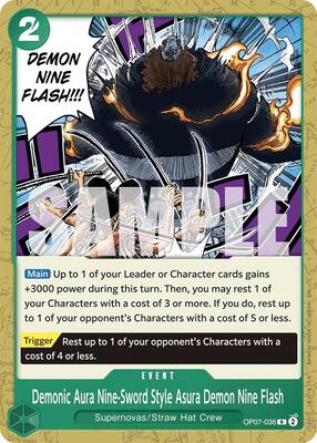 Demonic Aura Nine-Sword Style Asura Demon Nine Flash (Reprint) card from Starter Deck 24: GREEN Jewelry Bonney