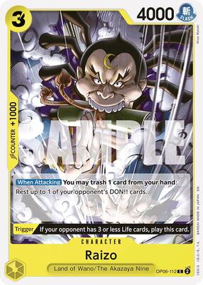 Raizo (Reprint) card from Starter Deck 28: GREEN/YELLOW Yamato