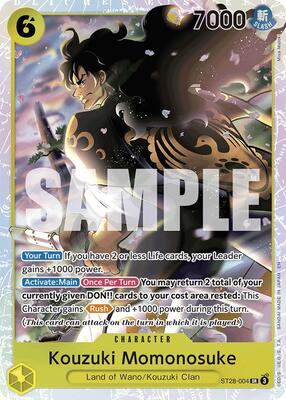 Kouzuki Momonosuke card from Starter Deck 28: GREEN/YELLOW Yamato