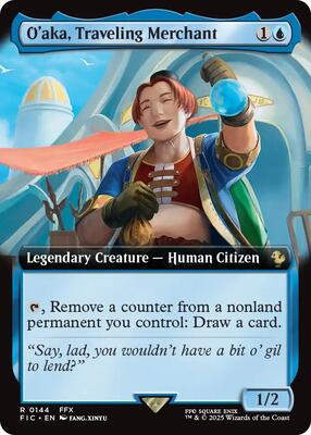 O'aka, Traveling Merchant (Extended Art) card from Commander: FINAL FANTASY