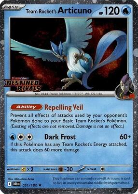 Team Rocket's Articuno - 051/182 (Cosmos Holo) (Destined Rivals Stamp) card from Miscellaneous Cards & Products