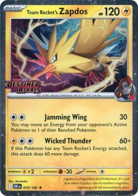 Team Rocket's Zapdos (Destined Rivals Stamp) card from Miscellaneous Cards & Products