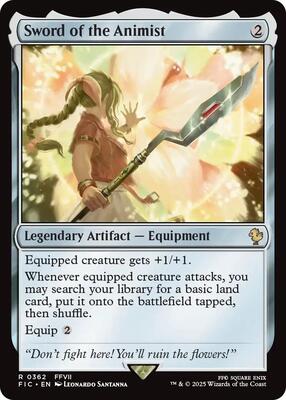 Sword of the Animist (Surge Foil) card from Commander: FINAL FANTASY