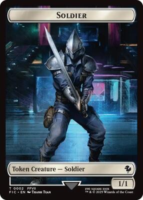 Soldier // Rebel Double-Sided Token (Surge Foil) card from Commander: FINAL FANTASY