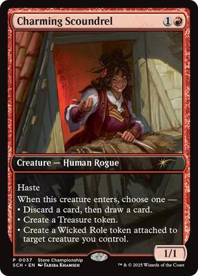 Charming Scoundrel card from Game Day & Store Championship Promos