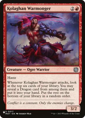 Kolaghan Warmonger card from The List Reprints