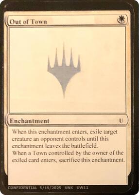 Out of Town card from Un-Known Event Playtest Cards