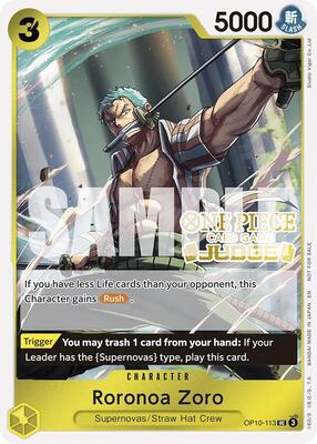 Roronoa Zoro (Judge Pack Vol. 6) card from One Piece Promotion Cards