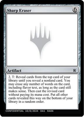 Sharp Eraser card from Un-Known Event Playtest Cards
