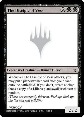 The Disciple of Vess card from Un-Known Event Playtest Cards
