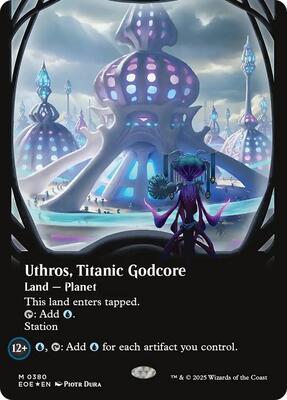 Uthros, Titanic Godcore (Borderless) (Galaxy Foil) card from Edge of Eternities