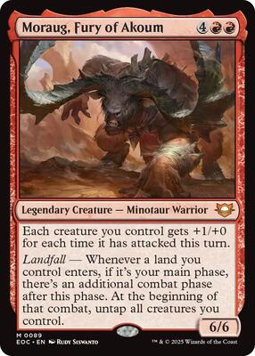 Moraug, Fury of Akoum card from Commander: Edge of Eternities