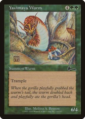 Yavimaya Wurm card from Urza's Legacy