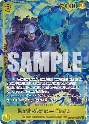 Bartholomew Kuma (Alternate Art) card from Legacy of the Master