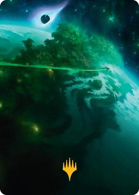 Evendo, Waking Haven Art Card (Gold-Stamped Planeswalker Symbol) card from Art Series: Edge of Eternities