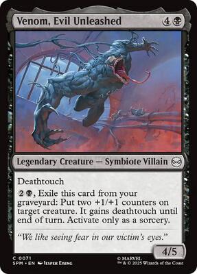 Venom, Evil Unleashed card from Marvel's Spider-Man