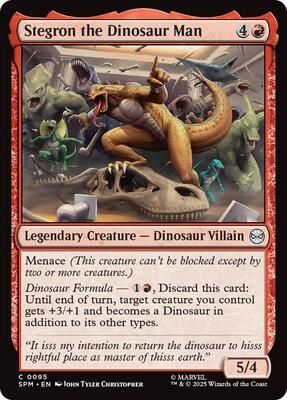 Stegron the Dinosaur Man card from Marvel's Spider-Man