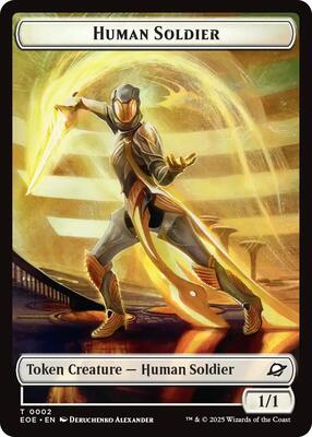 Human Soldier // Lander (0008) Double-Sided Token card from Edge of Eternities