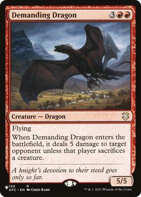 Demanding Dragon card from The List Reprints