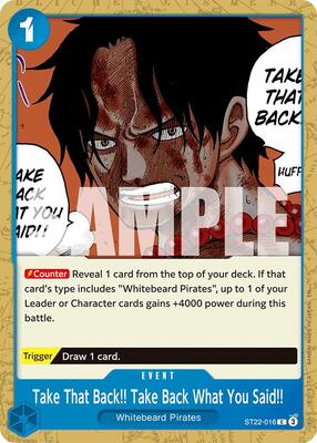Take That Back!! Take Back What You Said!! card from Starter Deck 22: Ace & Newgate