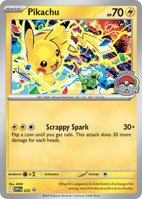 Pikachu - 225 (World Championship 2025) card from SV: Scarlet & Violet Promo Cards
