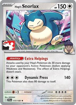 Hop's Snorlax - 117/159 card from Prize Pack Series Cards