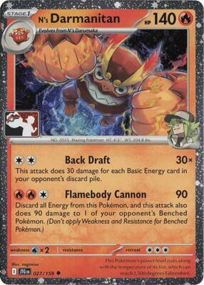 N's Darmanitan - 027/159 (Cosmos Holo) card from Prize Pack Series Cards