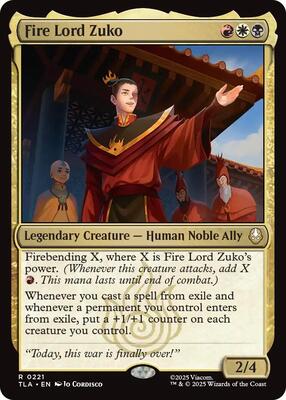 Fire Lord Zuko card from Avatar: The Last Airbender
