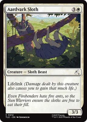 Aardvark Sloth (0212) card from Avatar: The Last Airbender: Eternal-Legal