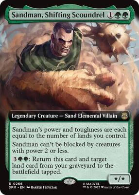 Sandman, Shifting Scoundrel (Extended Art) card from Marvel's Spider-Man