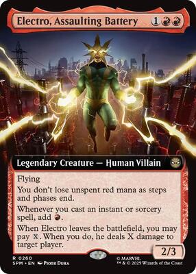 Electro, Assaulting Battery (Extended Art) card from Marvel's Spider-Man