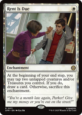 Rent Is Due card from Marvel's Spider-Man