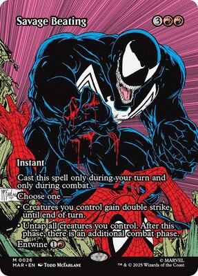 Savage Beating (Borderless) card from Marvel Universe Eternal-Legal